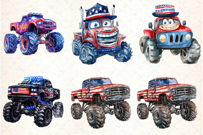 Monster Truck 4th of July Clipart Bundle - CraftNest - Digital Crafting and Art