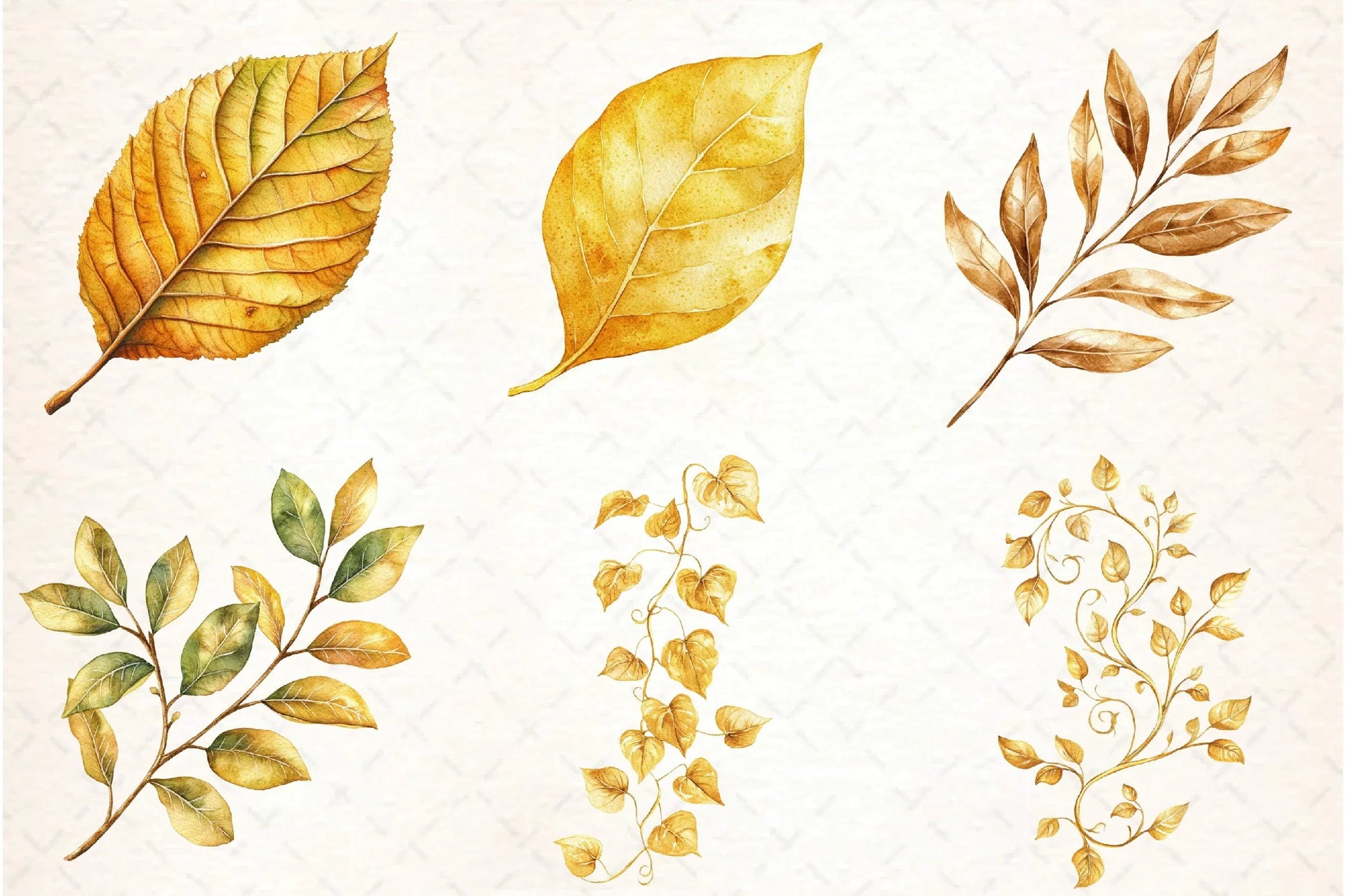 Golden Ornament Leaves Clipart Bundle - CraftNest - Digital Crafting and Art