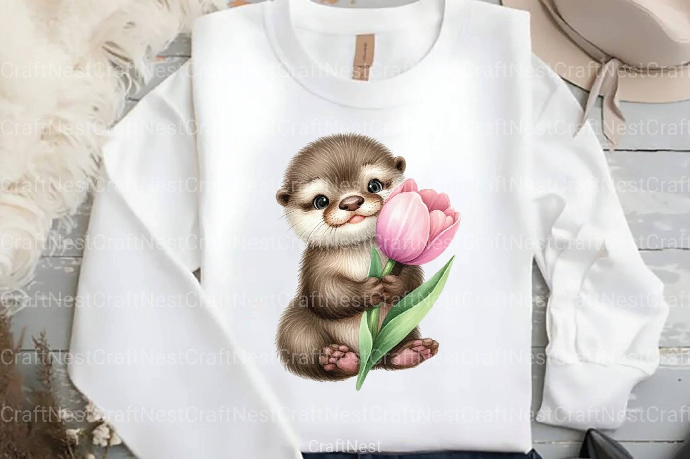 Spring Otter Clipart Bundle - CraftNest - Digital Crafting and Art