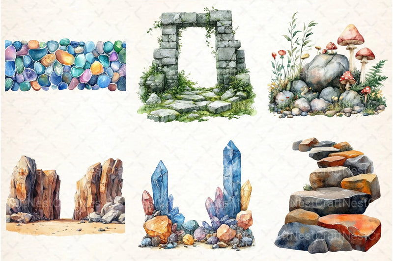 Rock Borders Clipart Bundle - CraftNest - Digital Crafting and Art