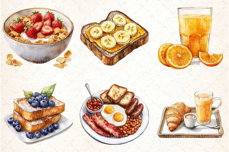 Breakfast Clipart Bundle - CraftNest - Digital Crafting and Art