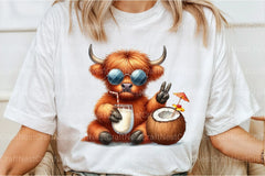 Summer Highland Cow Clipart Bundle 10 - CraftNest - Digital Crafting and Art