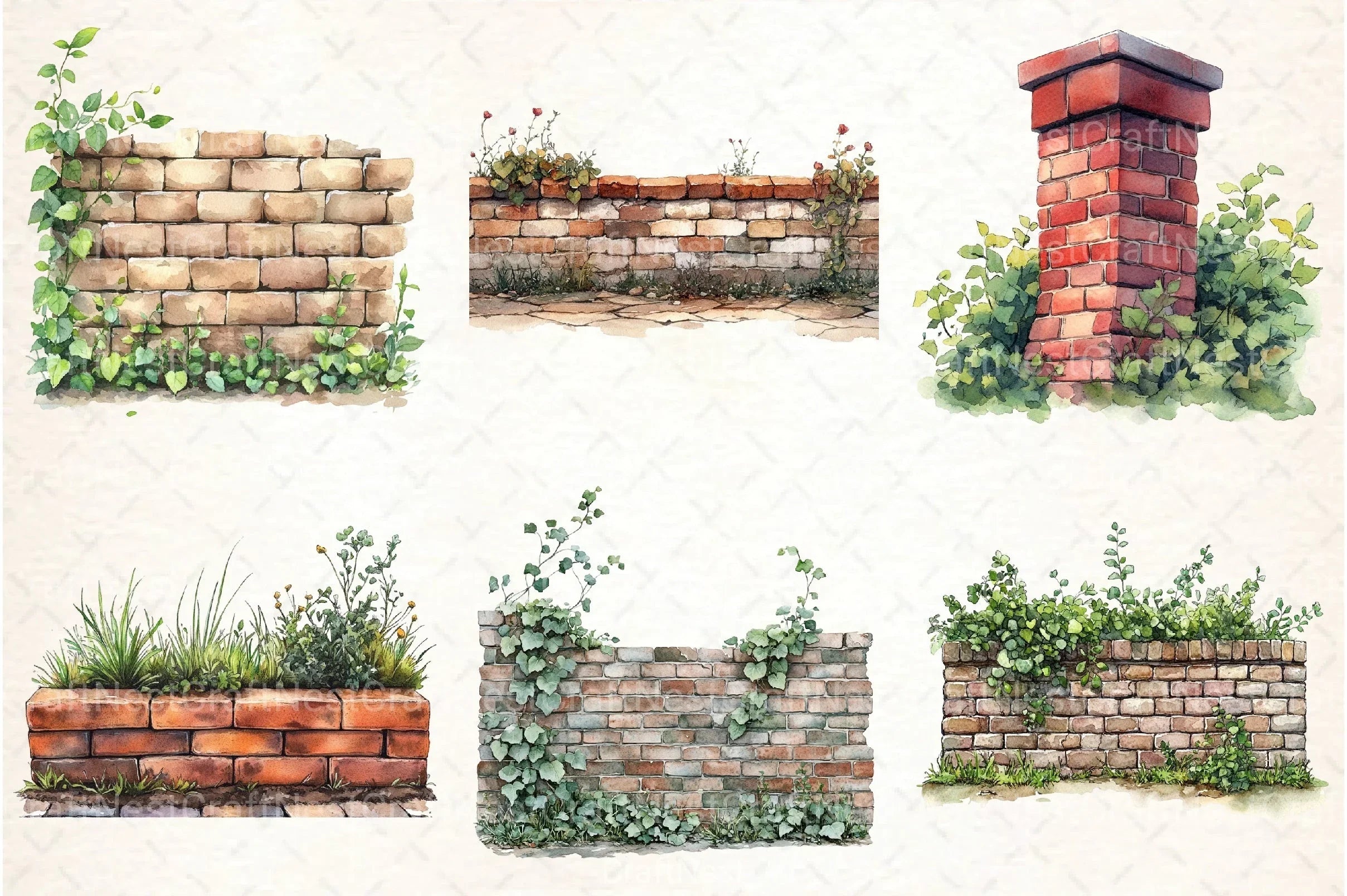 Brick Wall Clipart Bundle - CraftNest - Digital Crafting and Art