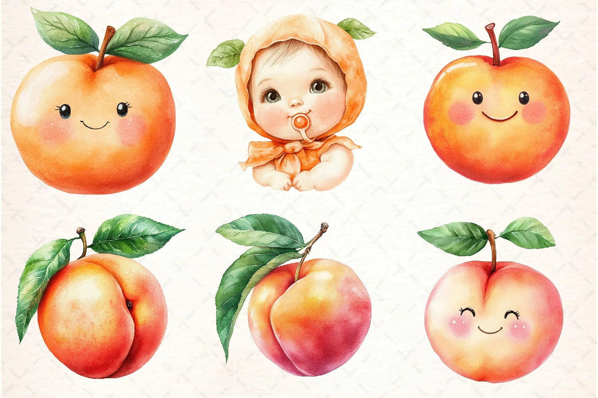 Cute Peaches Garden Fruit Clipart Bundle - CraftNest - Digital Crafting and Art