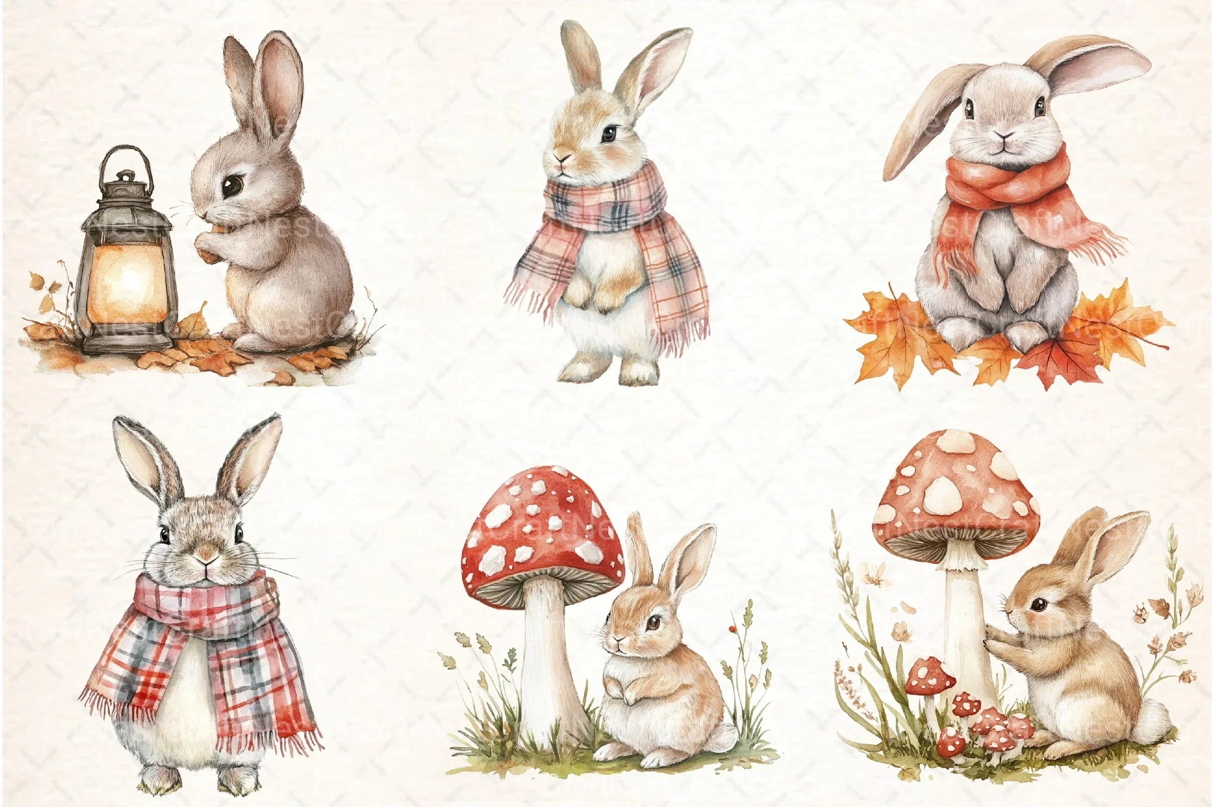 Cute Autumn Bunny Clipart Bundle 77 - CraftNest - Digital Crafting and Art