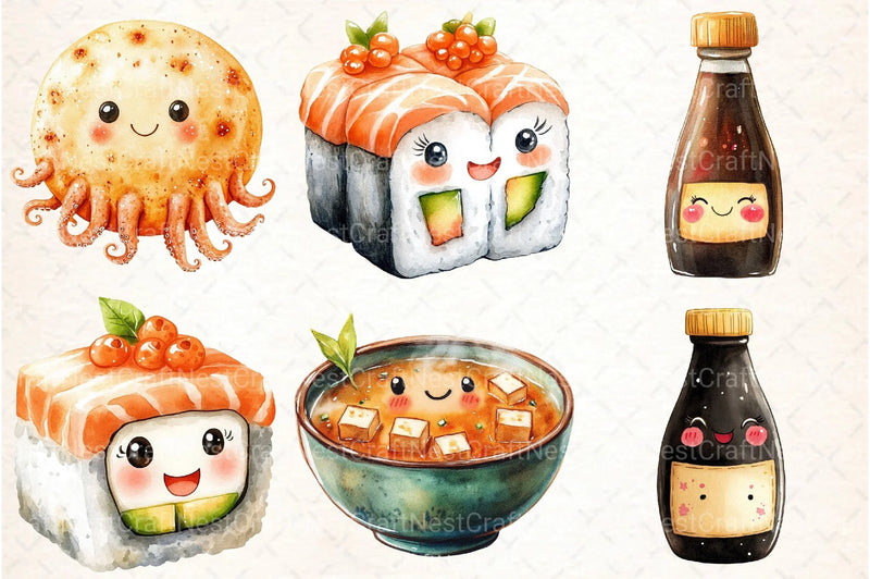 Happy Japanese Food Clipart Bundle - CraftNest - Digital Crafting and Art