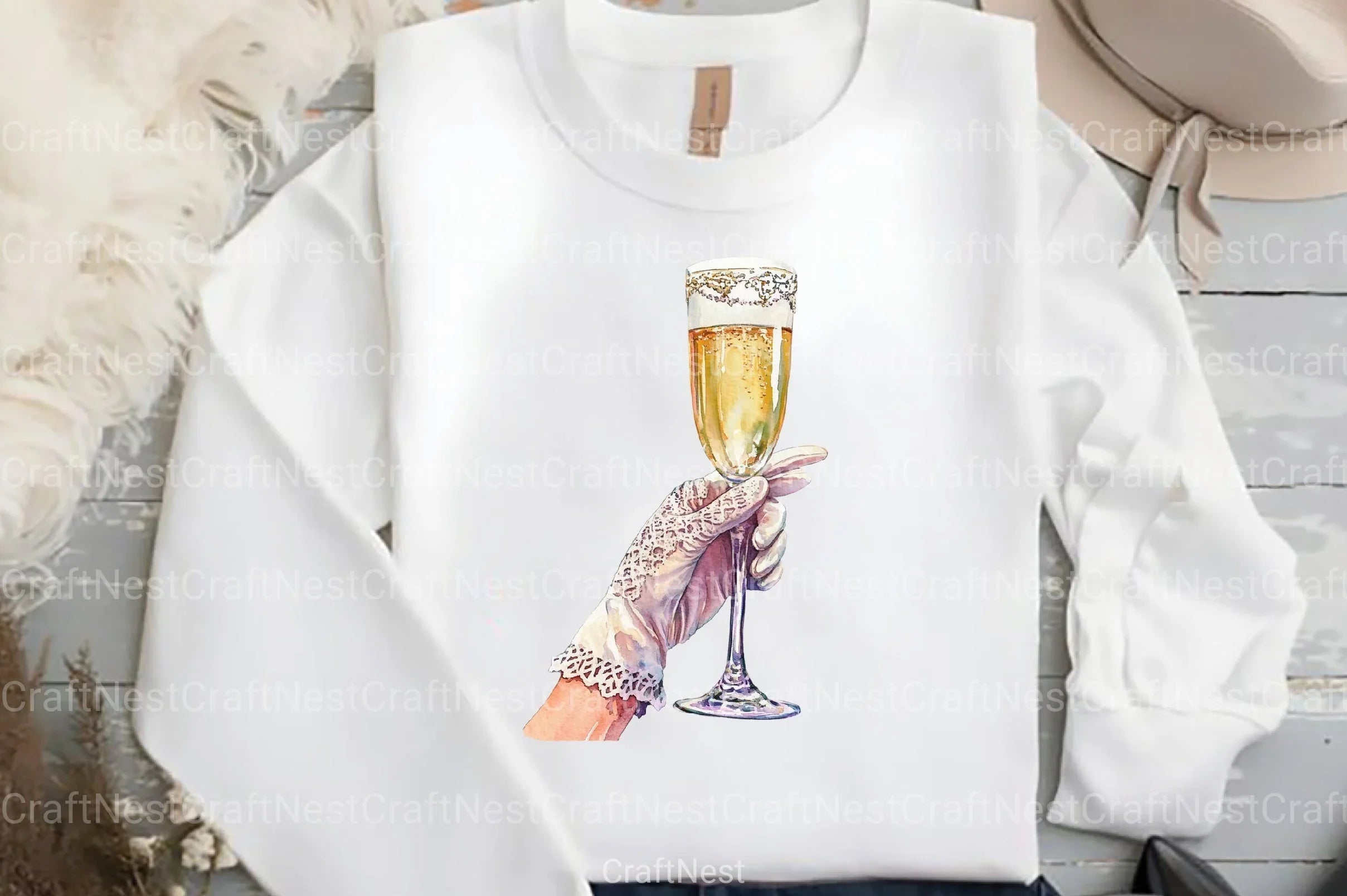 Vintage Champagne Clipart Bundle - CraftNest - Digital Crafting and Art