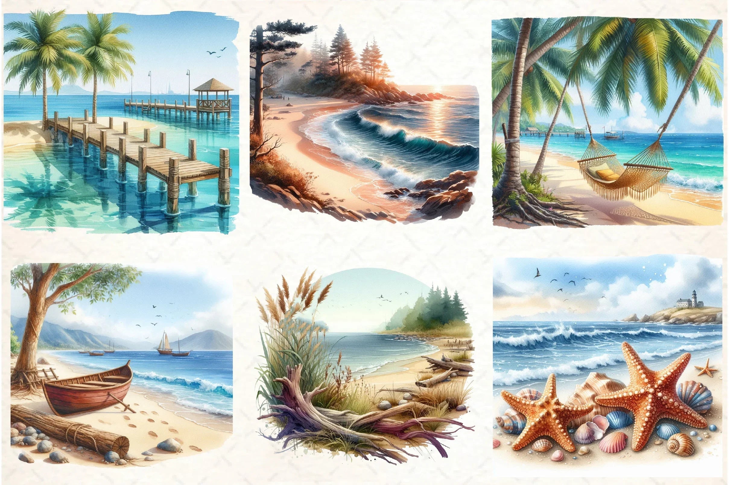 Summer Beach Views Clipart Bundle - CraftNest - Digital Crafting and Art