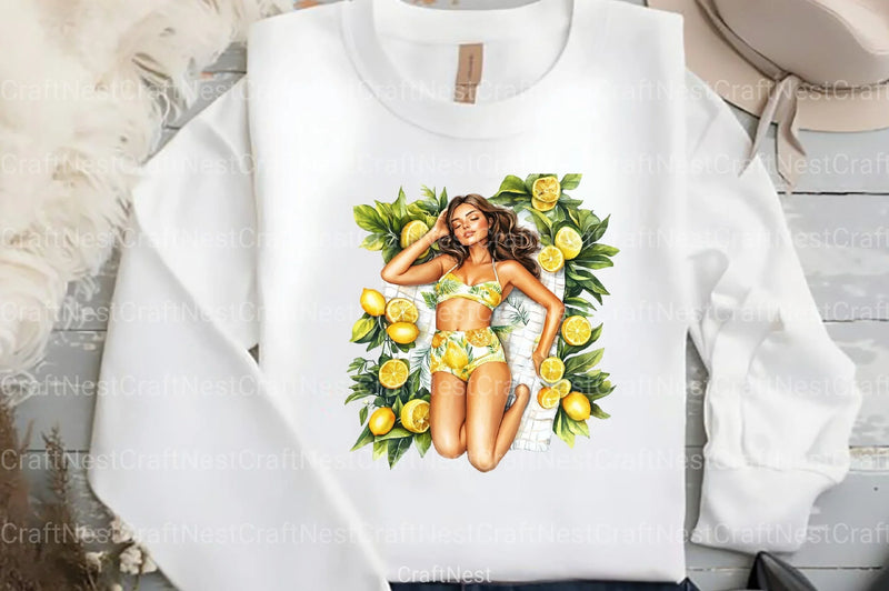 Summer Lemon Woman Clipart Bundle 1 - CraftNest - Digital Crafting and Art