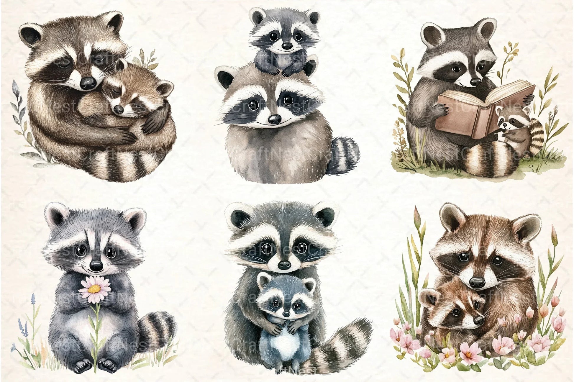 Raccoon & Kit Clipart Bundle 1 - CraftNest - Digital Crafting and Art