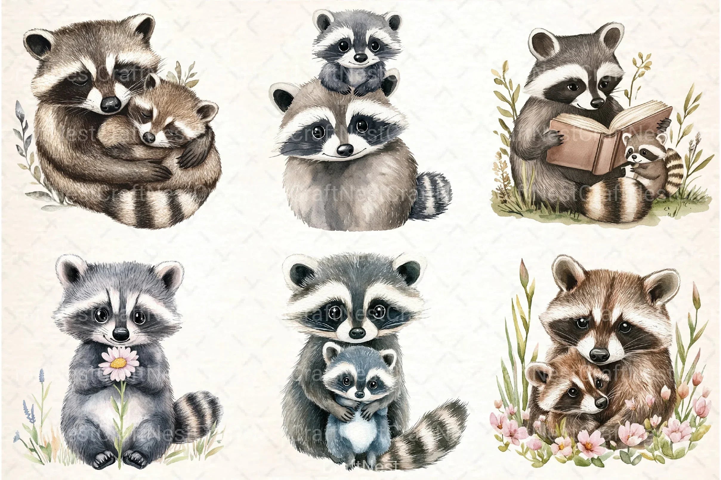 Raccoon & Kit Clipart Bundle 1 - CraftNest - Digital Crafting and Art