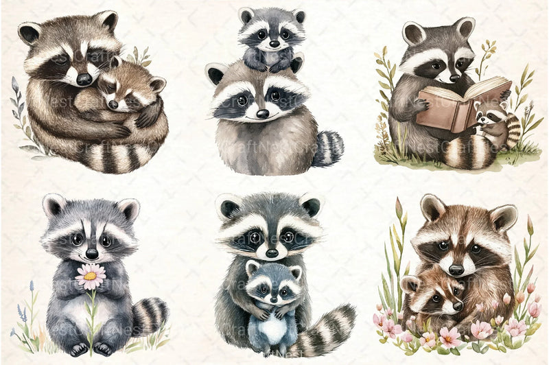 Raccoon & Kit Clipart Bundle 1 - CraftNest - Digital Crafting and Art