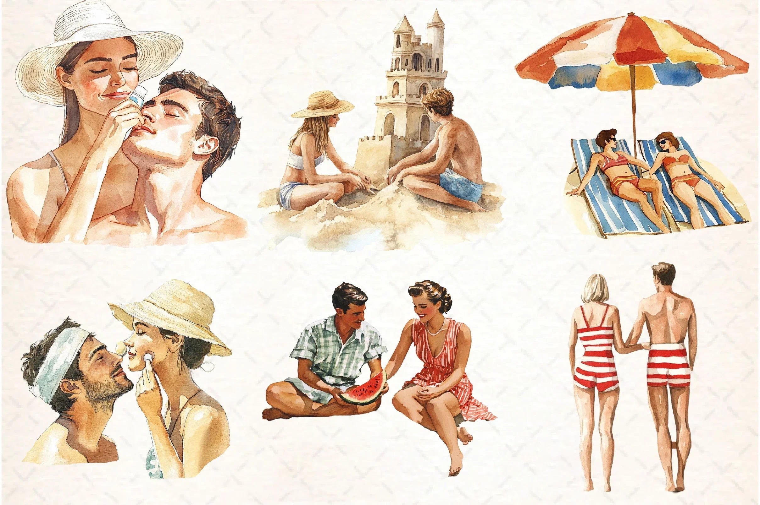 Vintage Summer Couple Clipart Bundle - CraftNest - Digital Crafting and Art