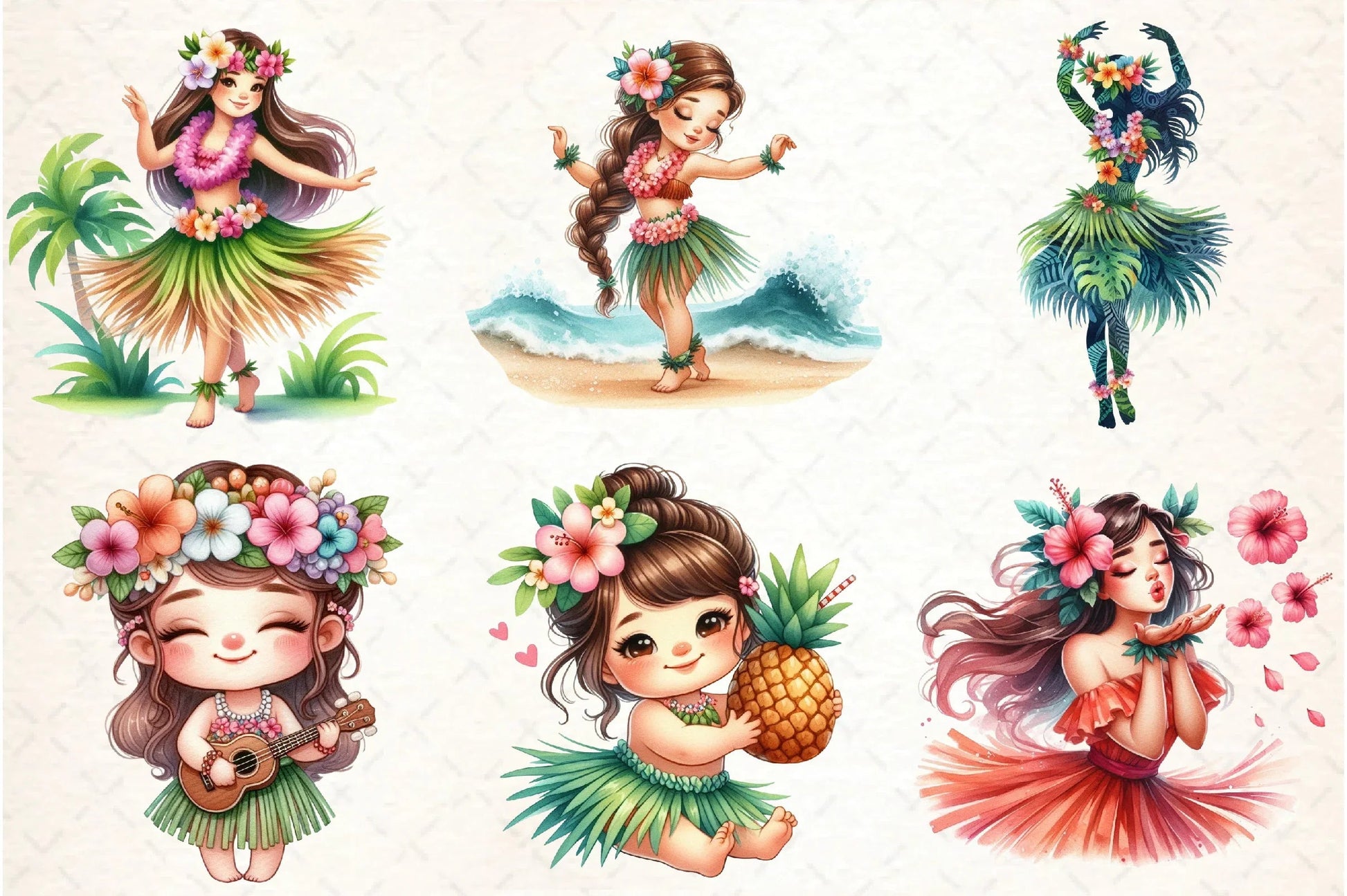 Summer Hula Girl Clipart Bundle - CraftNest - Digital Crafting and Art