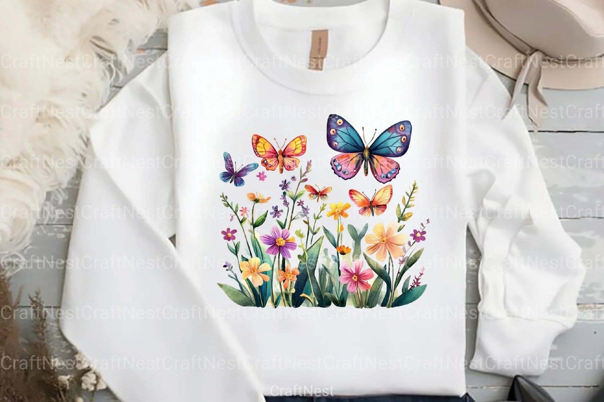 Butterfly Flowers Clipart Bundle 99 - CraftNest - Digital Crafting and Art