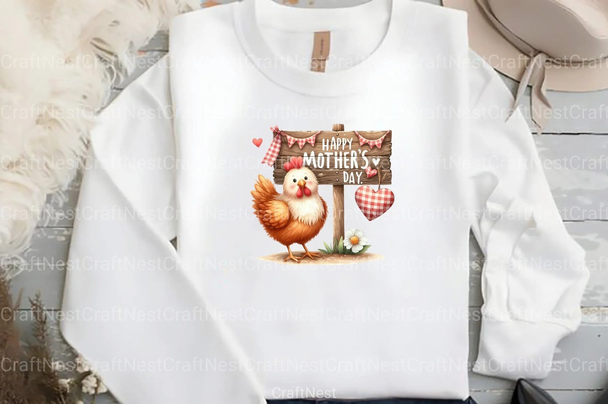 Pink Gingham Hen Mother's Day Clipart Bundle - CraftNest - Digital Crafting and Art