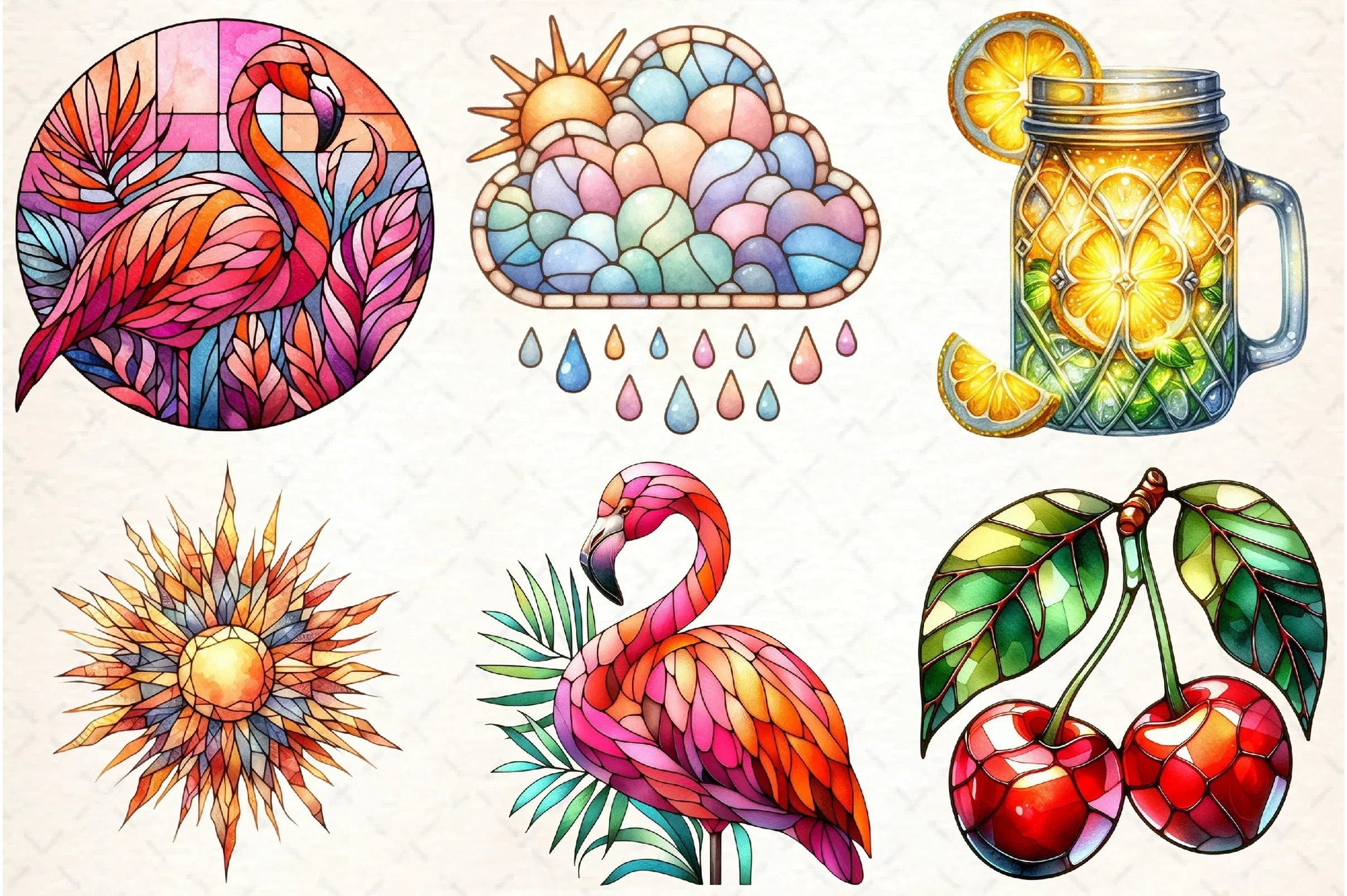 Stained Glass Summer Clipart Bundle - CraftNest - Digital Crafting and Art