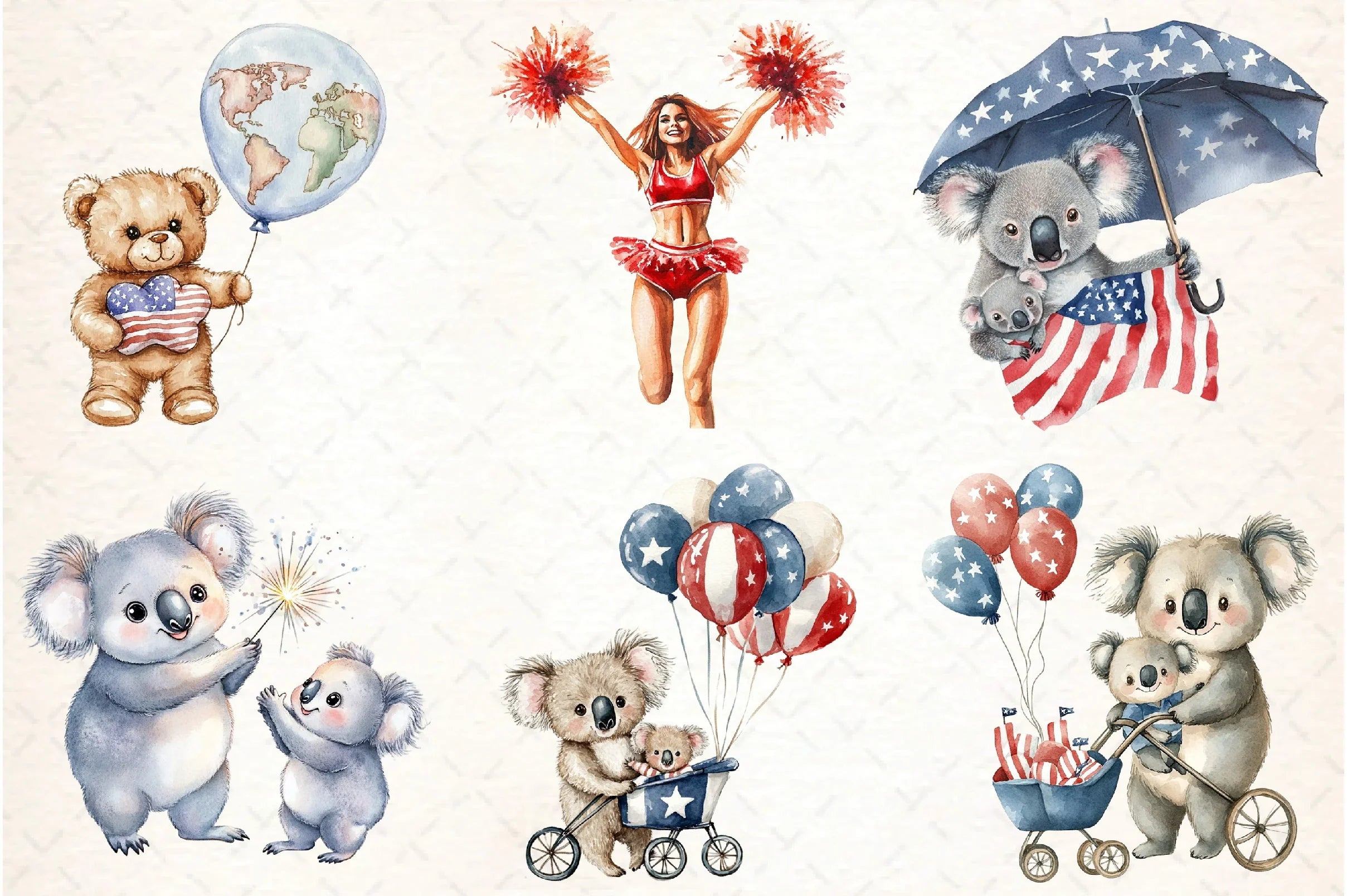 Mother Koala 4th of July Clipart Bundle - CraftNest - Digital Crafting and Art