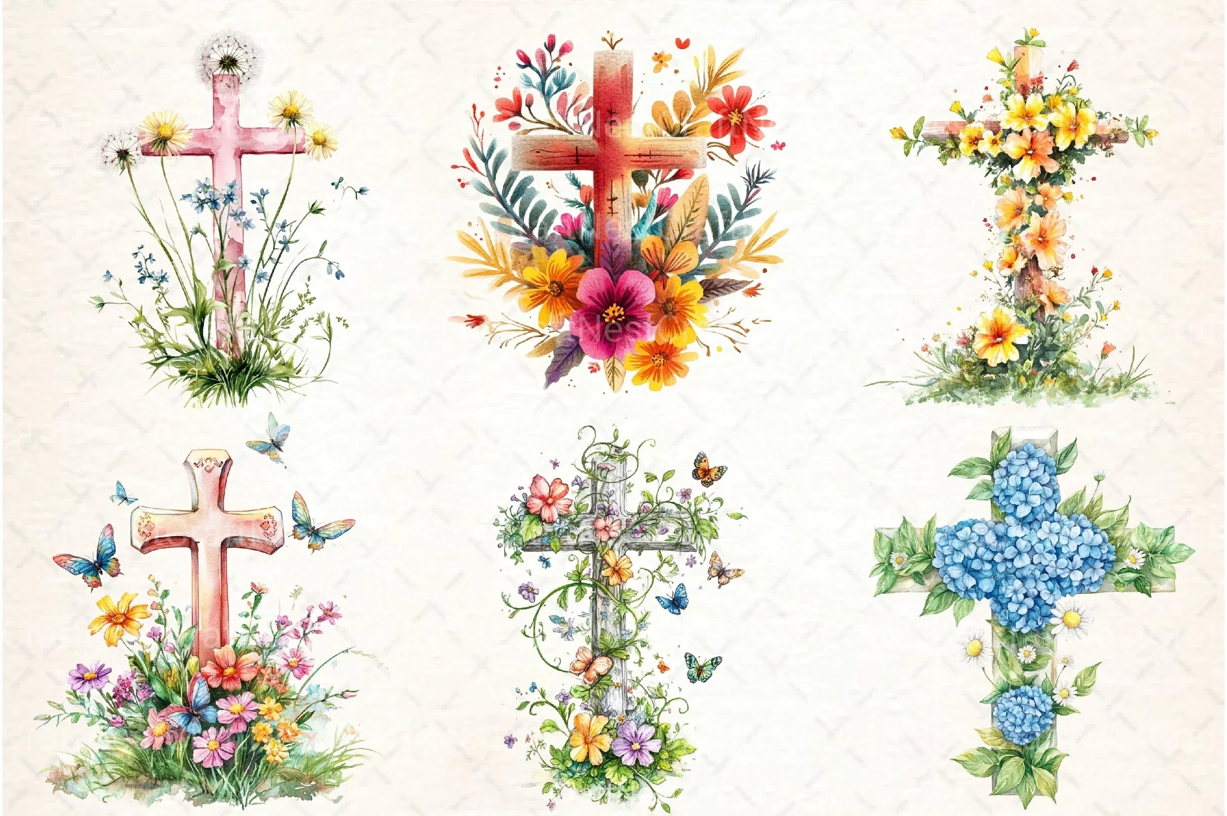 Summer Floral Cross Clipart Bundle 35 - CraftNest - Digital Crafting and Art