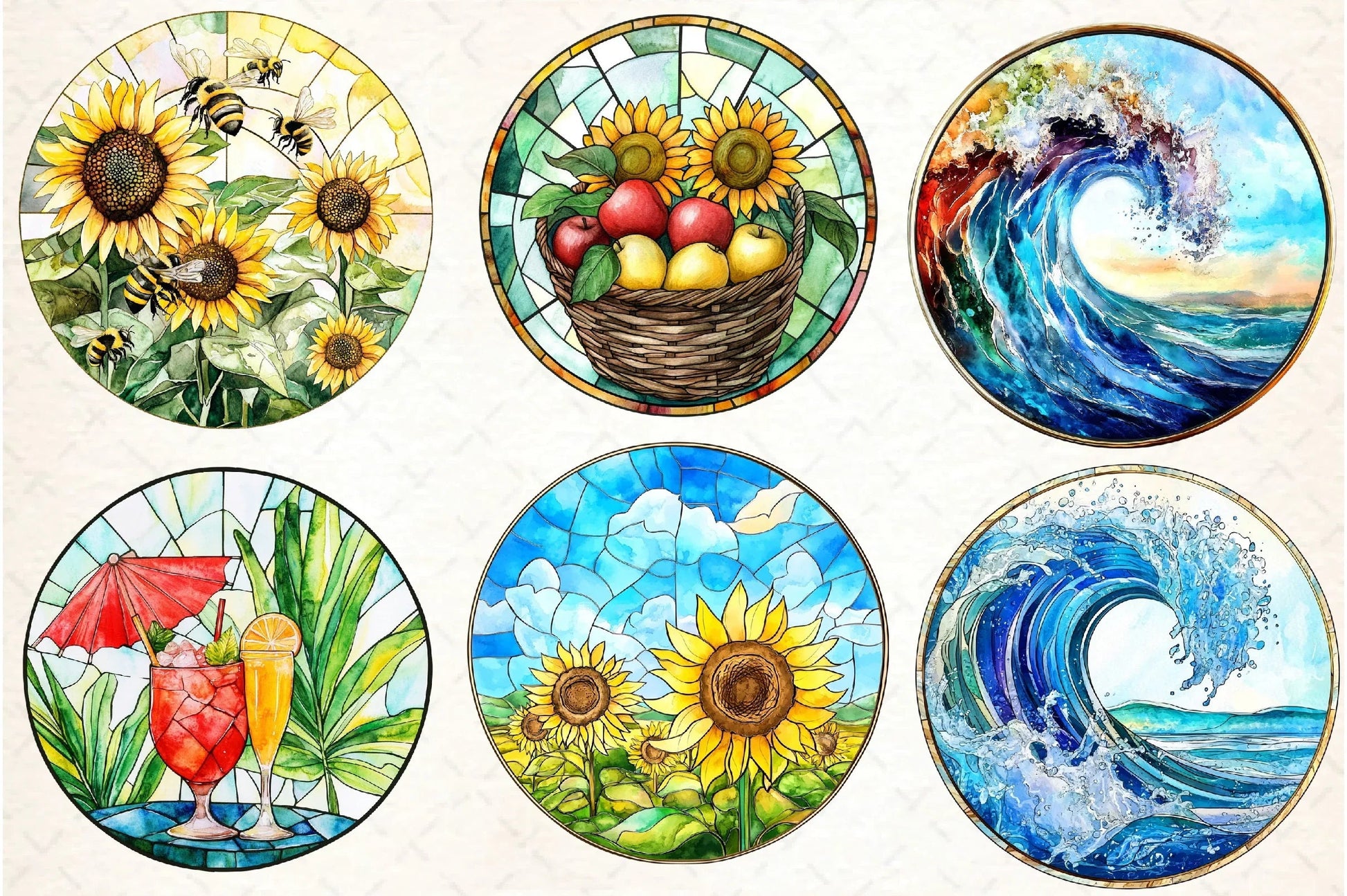 Stained Glass Summer Design Clipart Bundle - CraftNest - Digital Crafting and Art