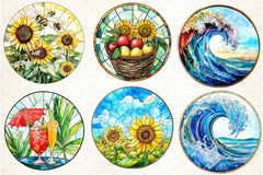 Stained Glass Summer Design Clipart Bundle - CraftNest - Digital Crafting and Art