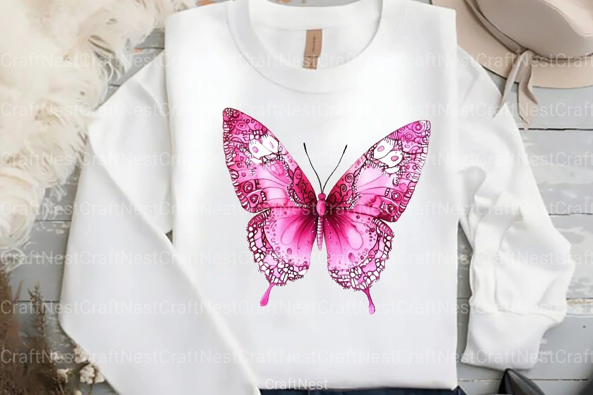 Pink Butterflies Clipart Bundle - CraftNest - Digital Crafting and Art