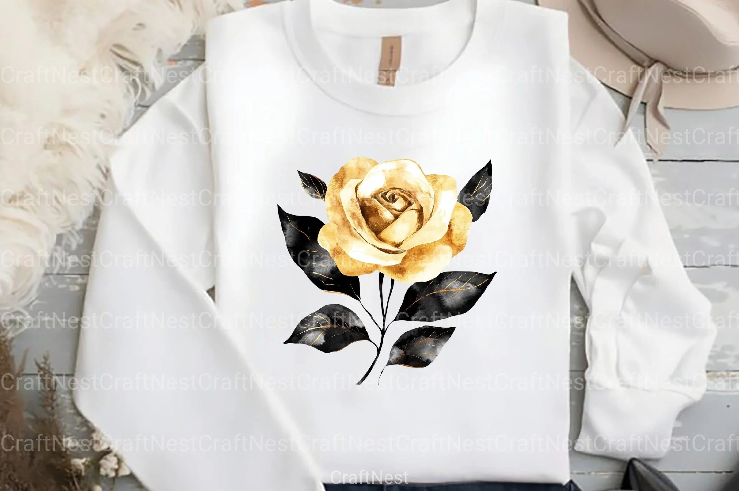 Black and Gold Rose Clipart Bundle - CraftNest - Digital Crafting and Art