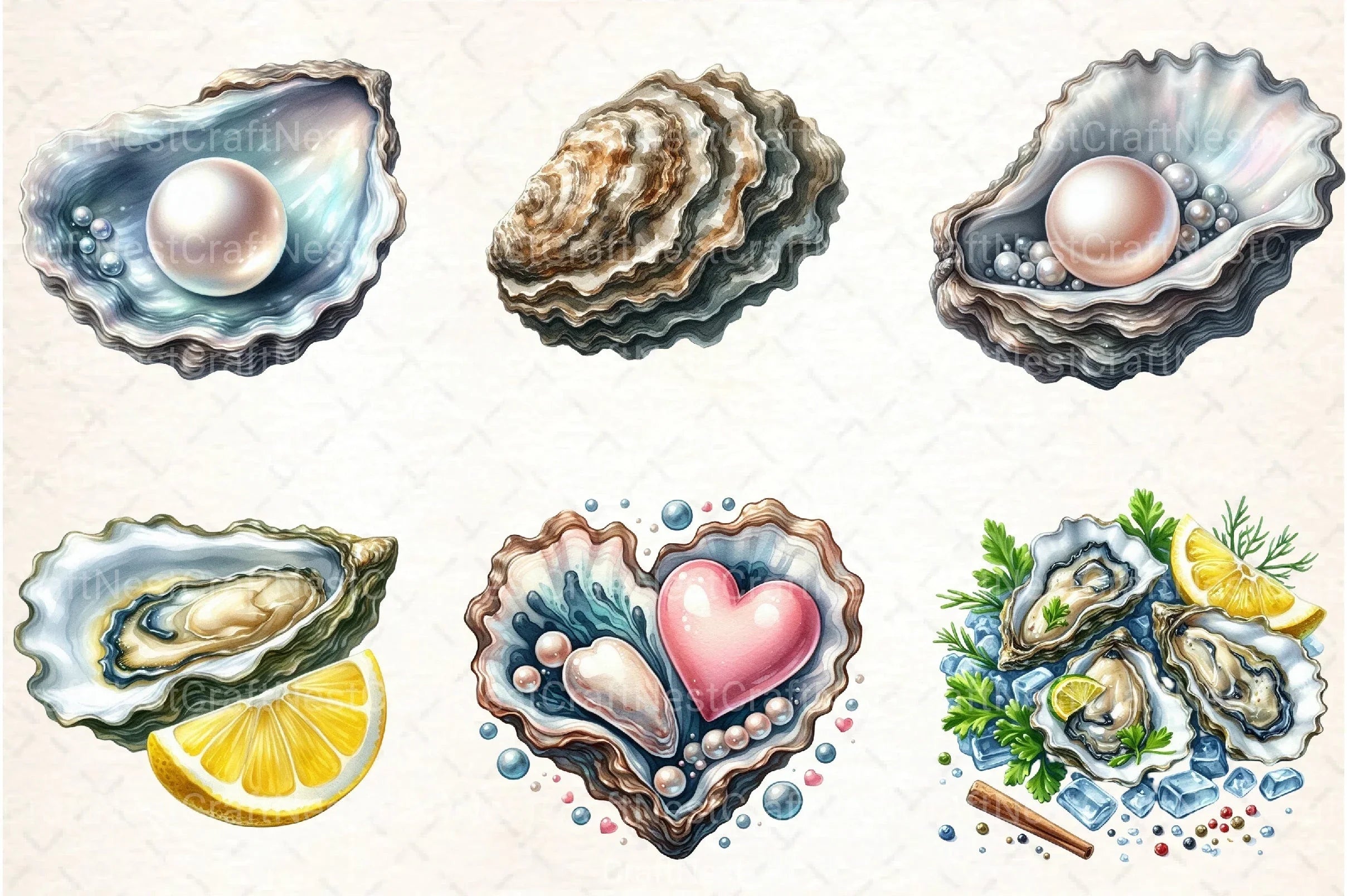 Oyster Clipart Bundle - CraftNest - Digital Crafting and Art