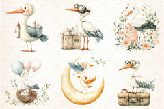 Stork Baby Delivery Clipart Bundle 2 - CraftNest - Digital Crafting and Art