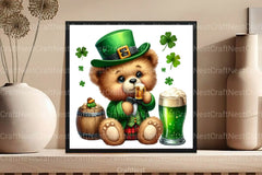 St. Patrick's Day Teddy Bear Drinking Beer Clipart Bundle - CraftNest - Digital Crafting and Art