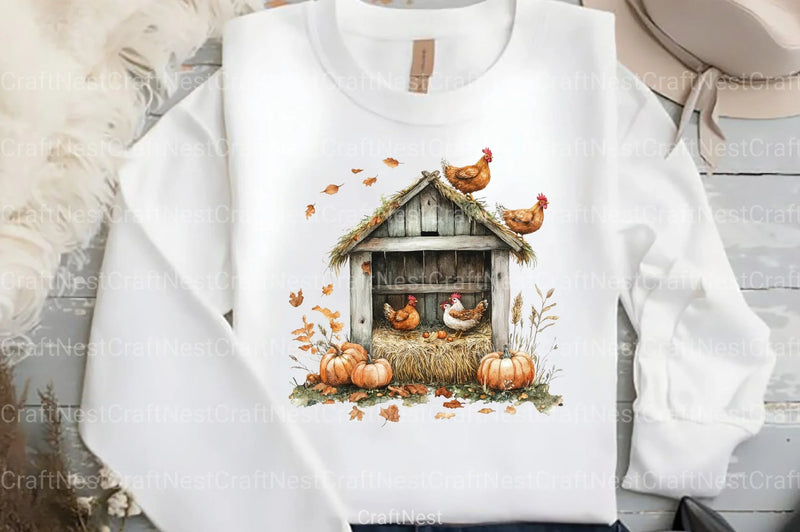 Autumn Chicken Coop Clipart Bundle 99 - CraftNest - Digital Crafting and Art