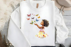 African American Girl with Butterflies Clipart Bundle - CraftNest - Digital Crafting and Art