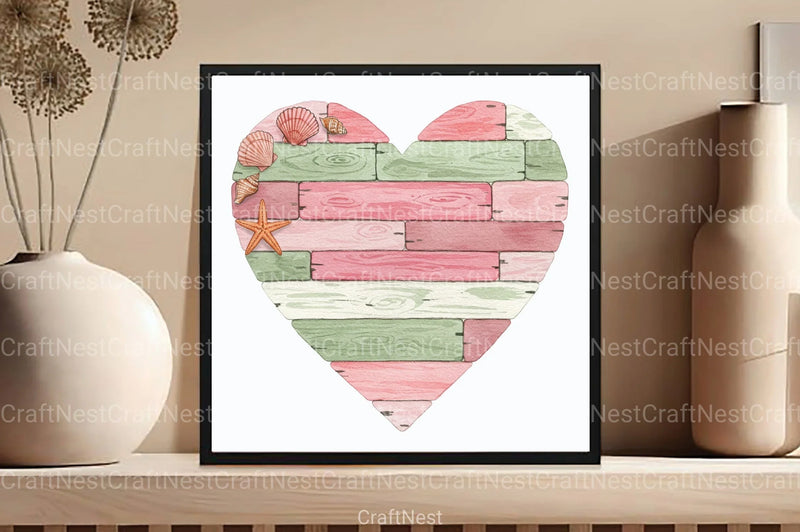 Summer Wooden Heart Clipart Bundle - CraftNest - Digital Crafting and Art