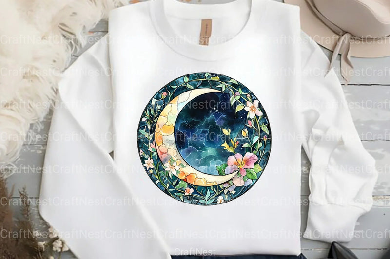 Round Moonlit Nights Stained Glass Clipart Bundle 4 - CraftNest - Digital Crafting and Art