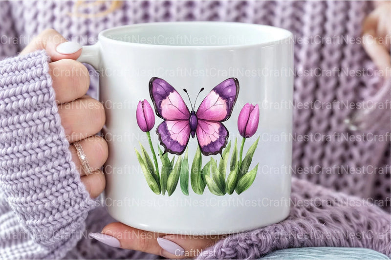 Butterfly Flowers Clipart Bundle 99 - CraftNest - Digital Crafting and Art