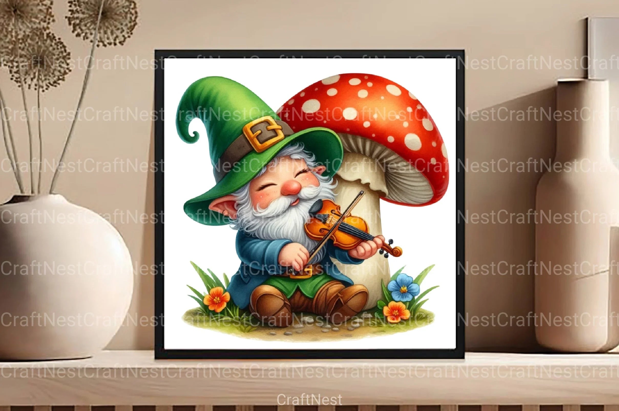 St. Patrick's Day Gnomes on Mushroom Clipart Bundle - CraftNest - Digital Crafting and Art