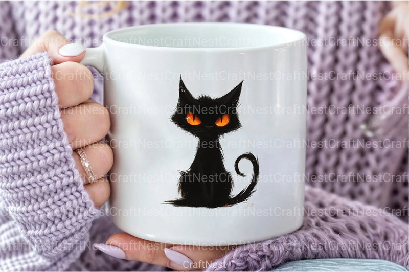 Quirky Funny Black Cat Clipart Bundle55 - CraftNest - Digital Crafting and Art
