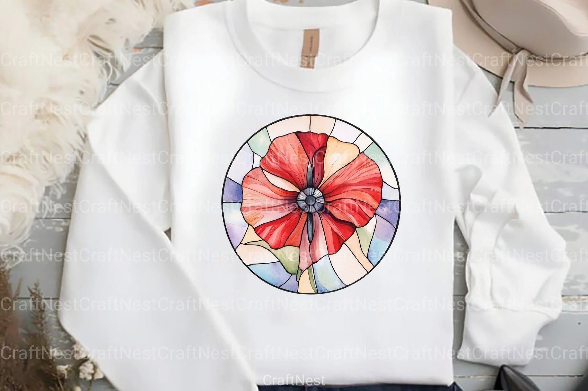 Poppy & Cross Faux Stained Glass Clipart Bundle 13 - CraftNest - Digital Crafting and Art