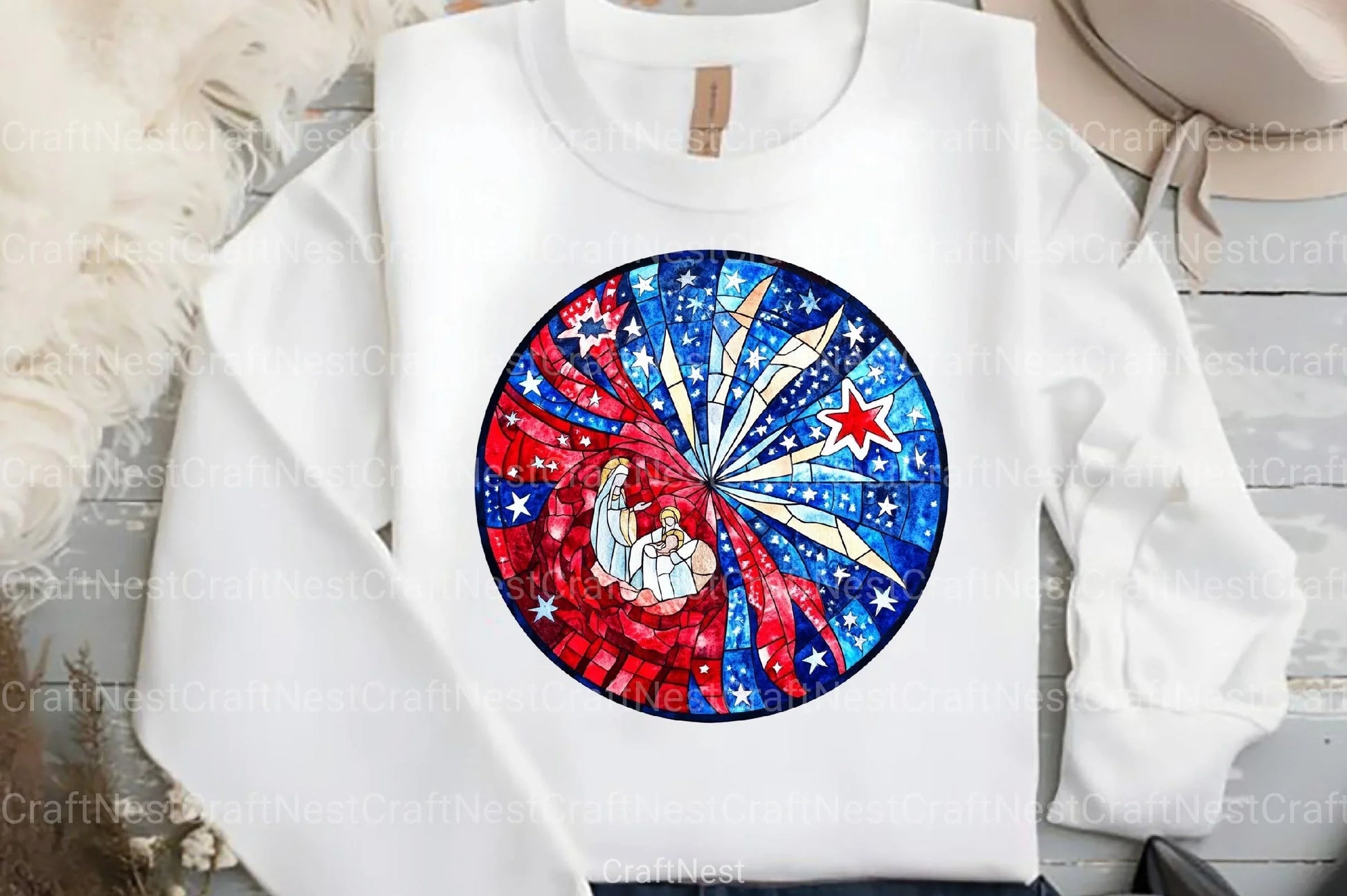 Round Stained Glass 4th of July Nativity Clipart Bundle 88 - CraftNest - Digital Crafting and Art