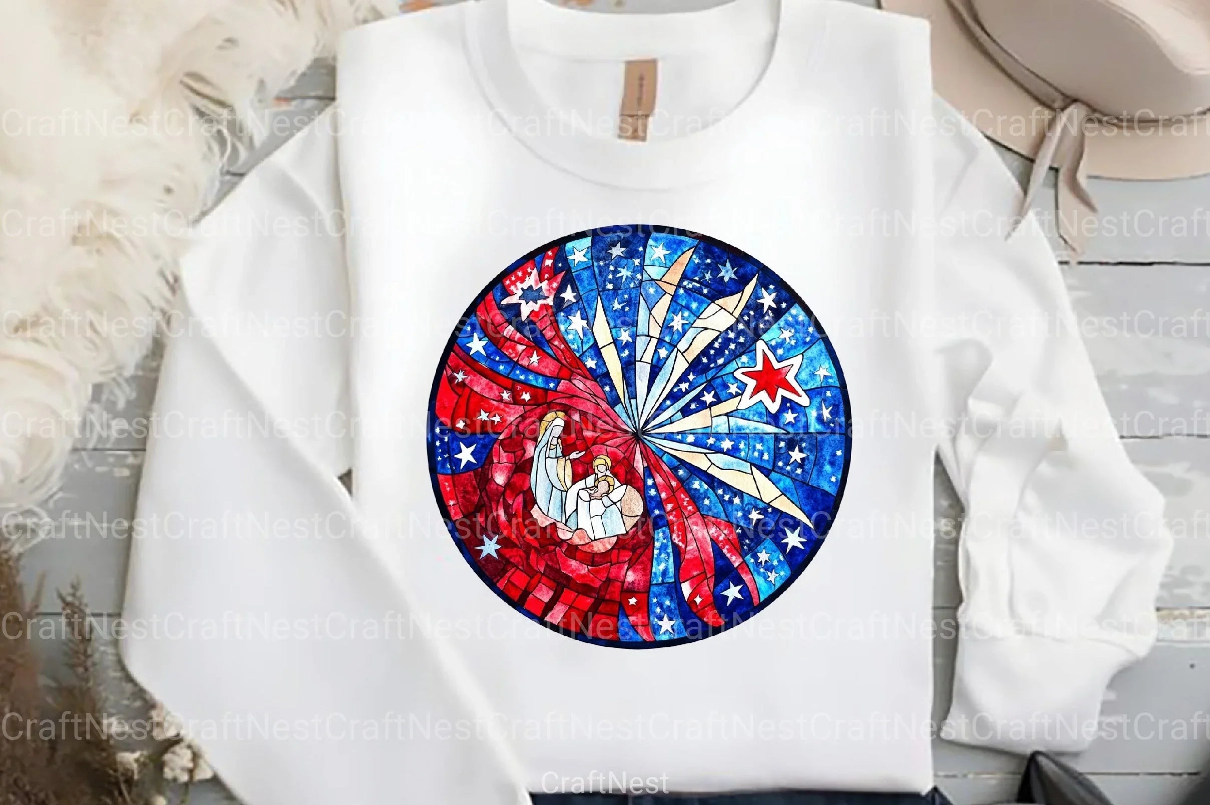 Round Stained Glass 4th of July Nativity Clipart Bundle 88 - CraftNest - Digital Crafting and Art