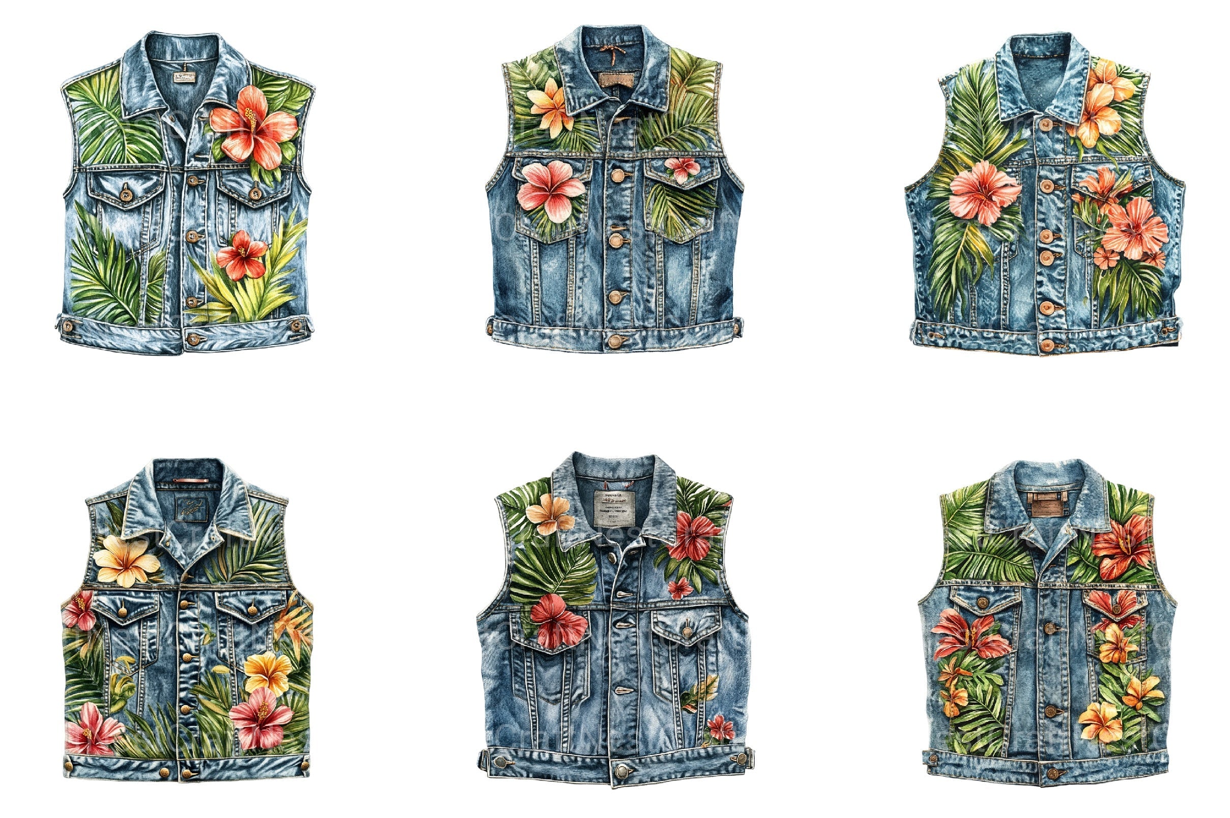 Summer Denim Vest Clipart Bundle - CraftNest - Digital Crafting and Art