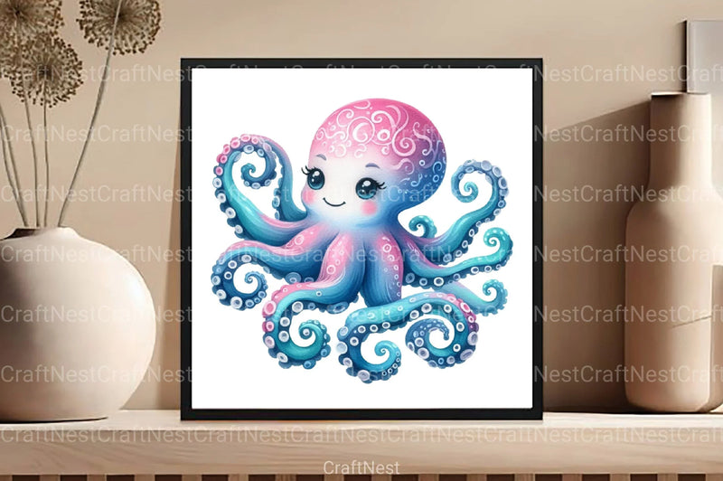 Blue & Pink Sea Life Clipart Bundle - CraftNest - Digital Crafting and Art