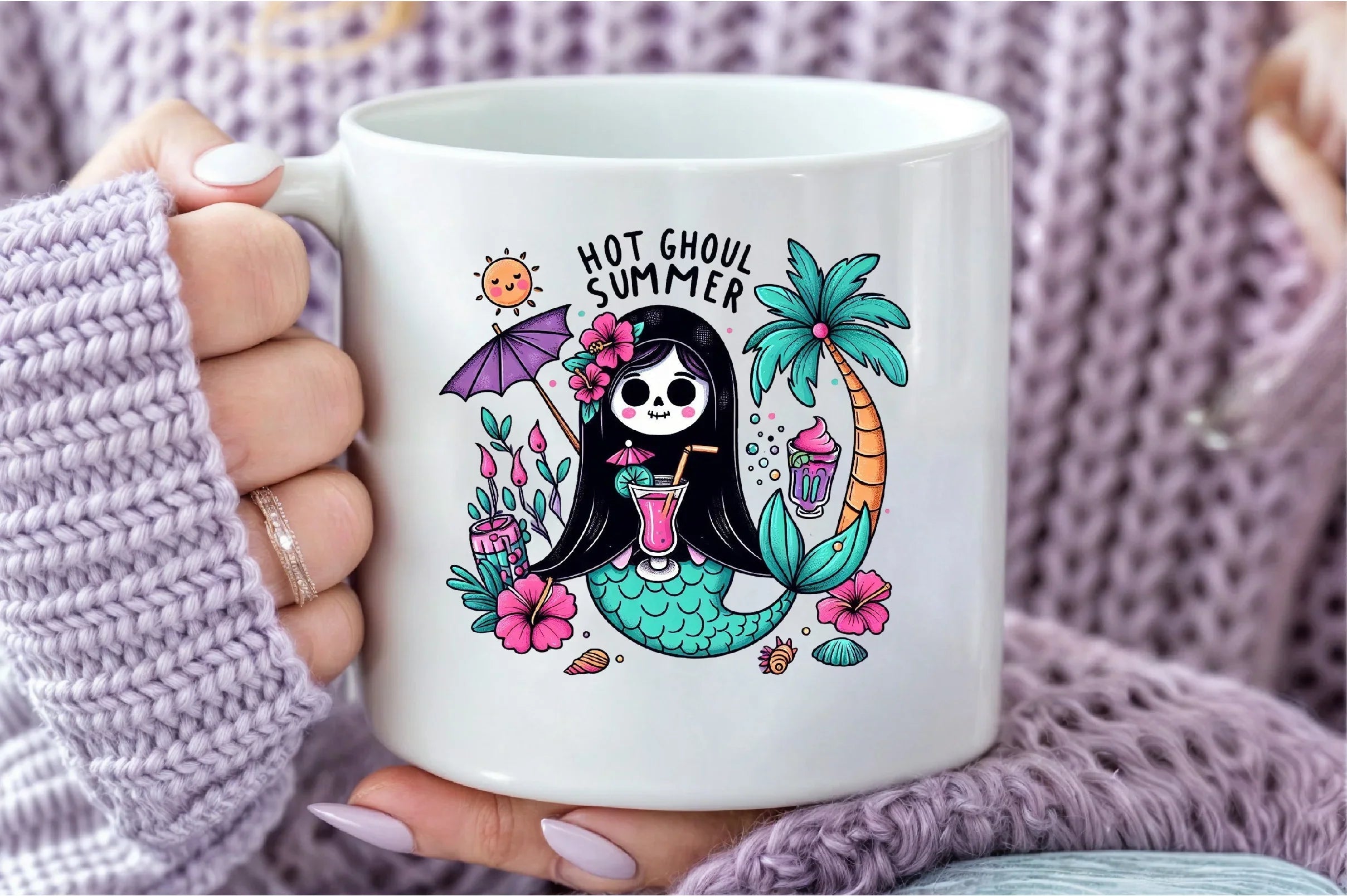 Cute Ghoul Mermaid Beach Clipart Bundle - CraftNest - Digital Crafting and Art