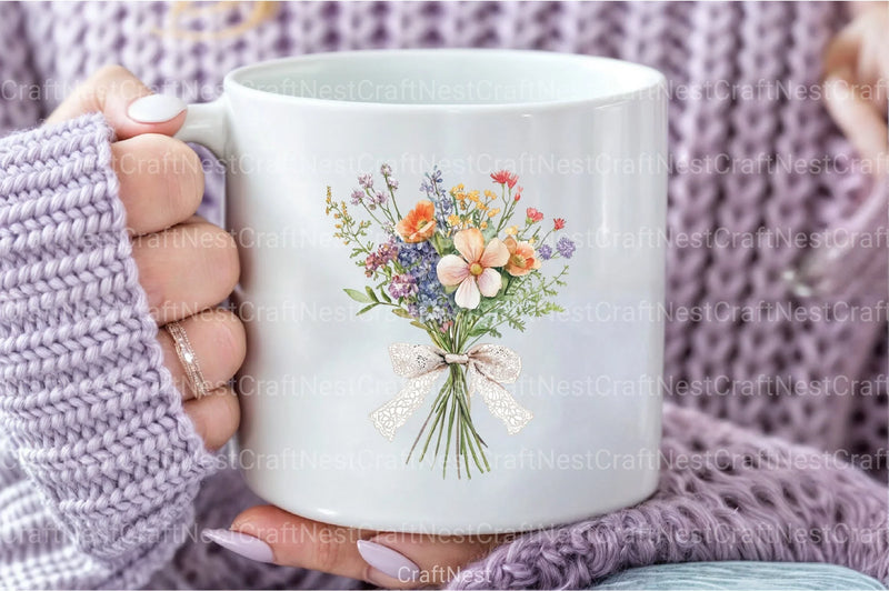 Wildflower Bouquet Clipart Bundle 99 - CraftNest - Digital Crafting and Art