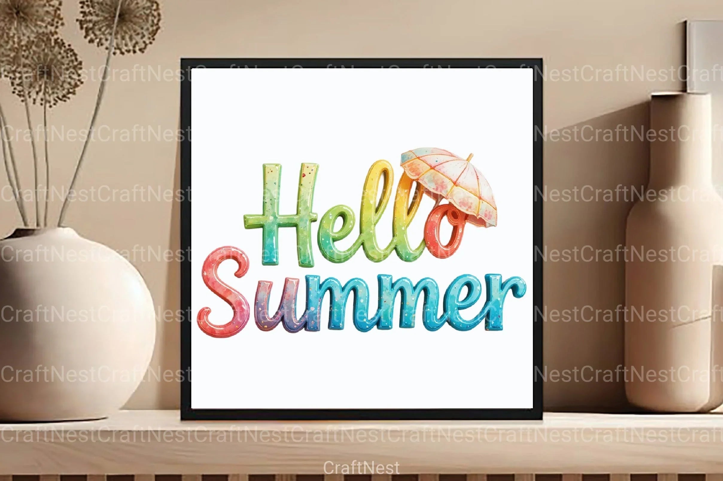 Watercolor Hello Summer Clipart Bundle 2 - CraftNest - Digital Crafting and Art