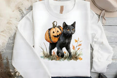 Fall Autumn Black Cat Clipart Bundle 1 - CraftNest - Digital Crafting and Art
