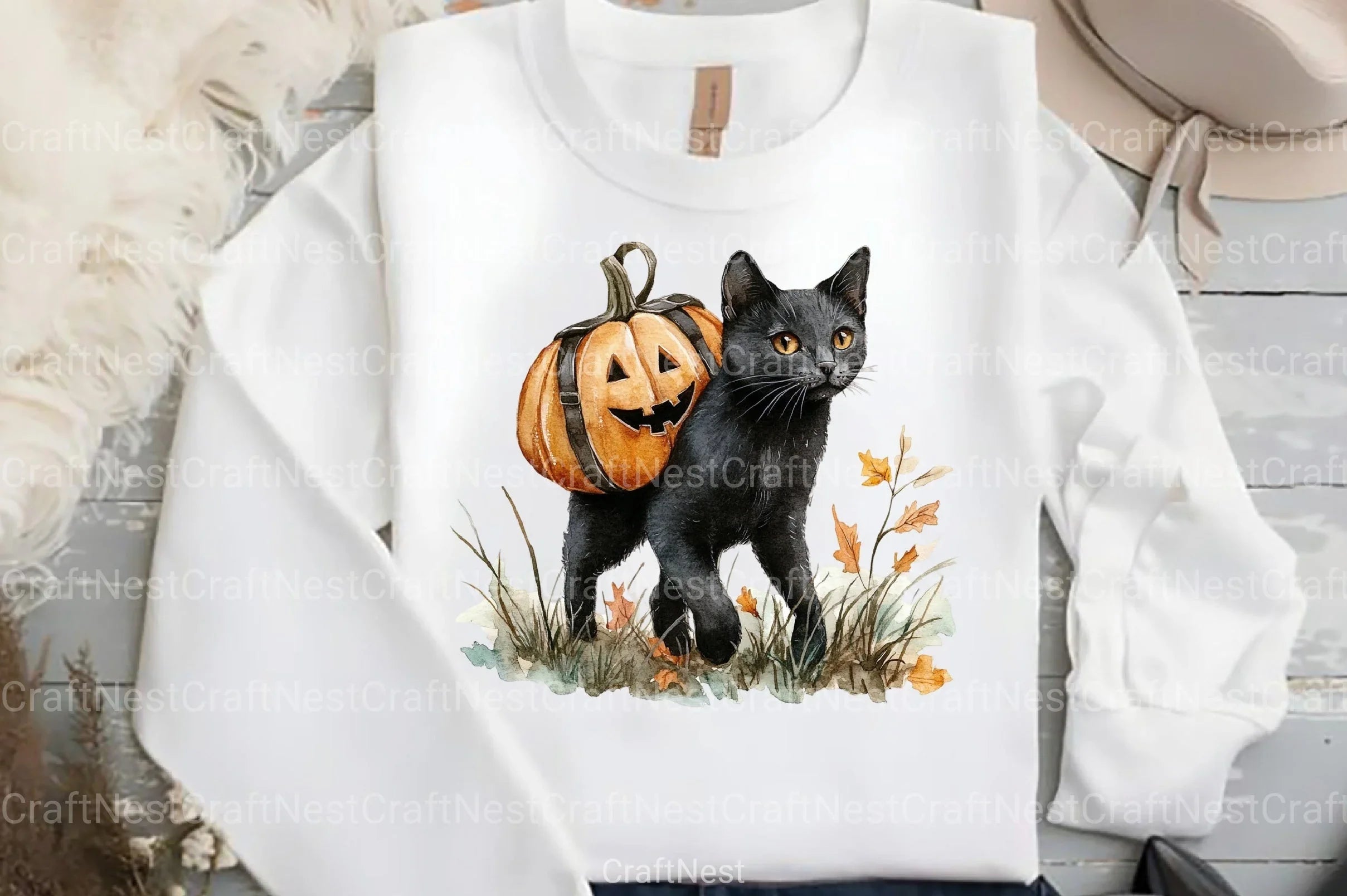 Fall Autumn Black Cat Clipart Bundle 1 - CraftNest - Digital Crafting and Art
