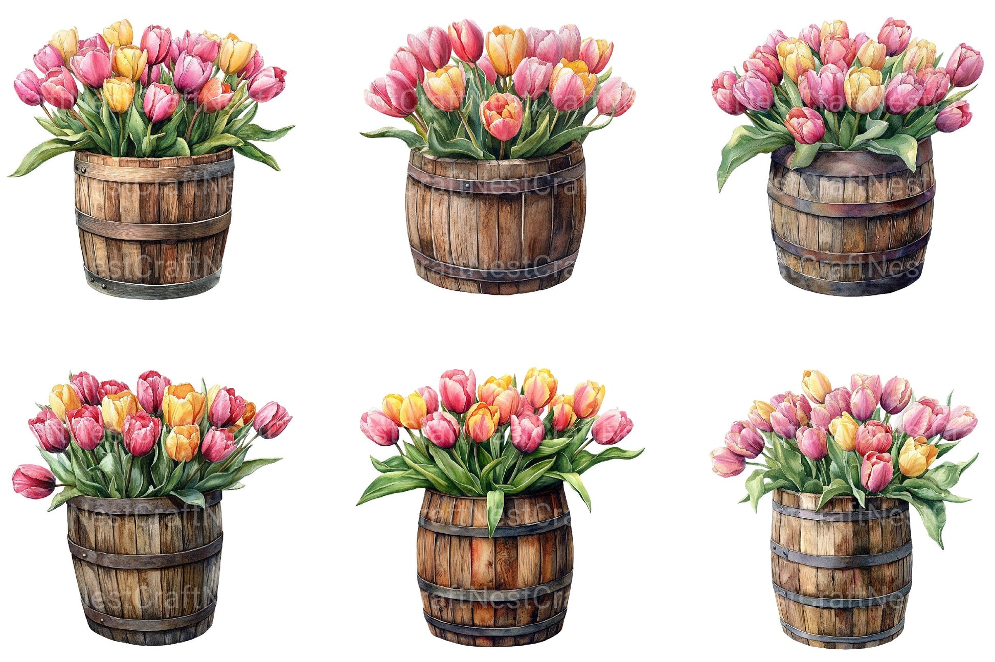 Spring Floral Barrel Clipart Bundle - CraftNest - Digital Crafting and Art
