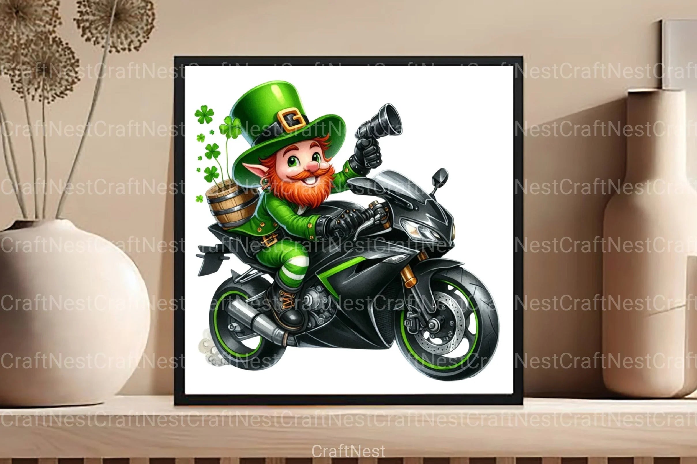 St. Patrick's Day Leprechaun Biker Clipart Bundle - CraftNest - Digital Crafting and Art