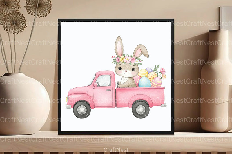 Cute Bunny Car Clipart Bundle 2 - CraftNest - Digital Crafting and Art